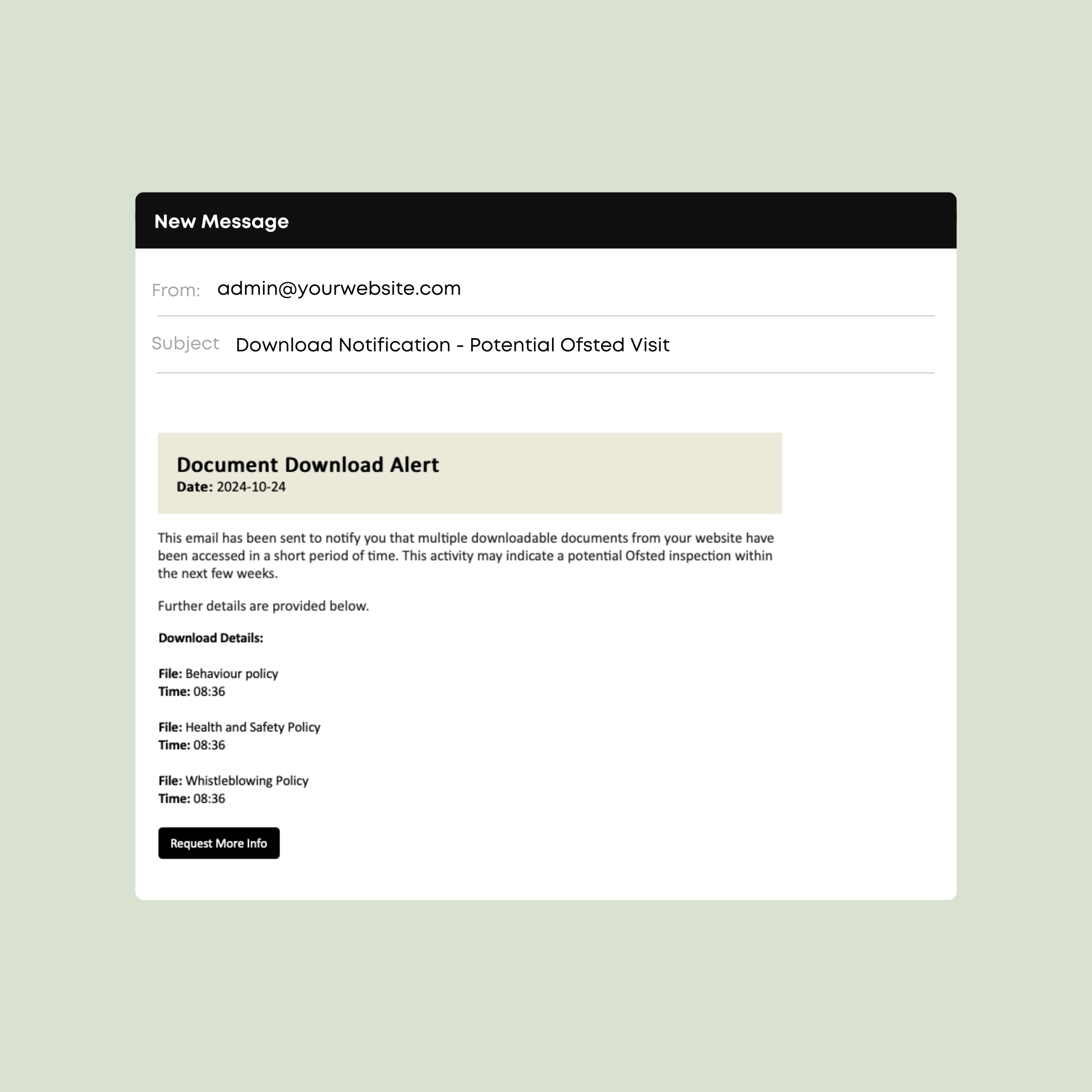 Ofsted Visit Notifications Cre8ion , Cre8ion