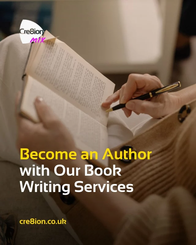 Did you know you can publish your own book and establish yourself as an authority in your sector in as little as 90 days? 

With Cre8ion’s Become an Author package, we help you: 

📖 Expert-led guided workshops 
🖊️ Professional ghost-writing 
📚 Book marketing & launch support 

Start your author journey today: cre8ion.co.uk/book-writing-and-marketing-services or see link in our bio. 

#BecomeAnAuthor #BookWriting #TellYourStory #Cre8ionStudios